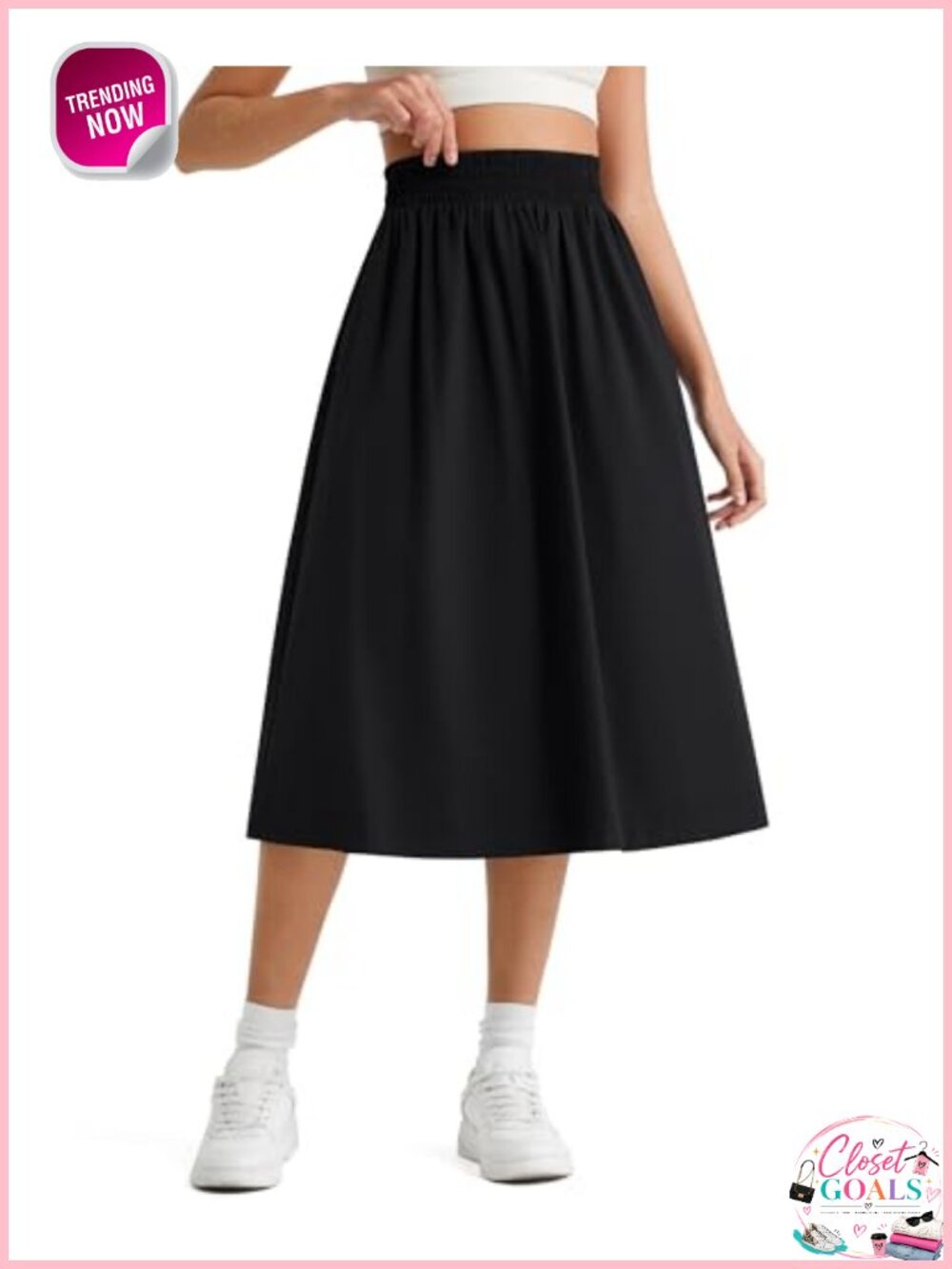 Women's Midi Skirt High Waisted Quick Dry Water Resistant A-Line UPF 50+